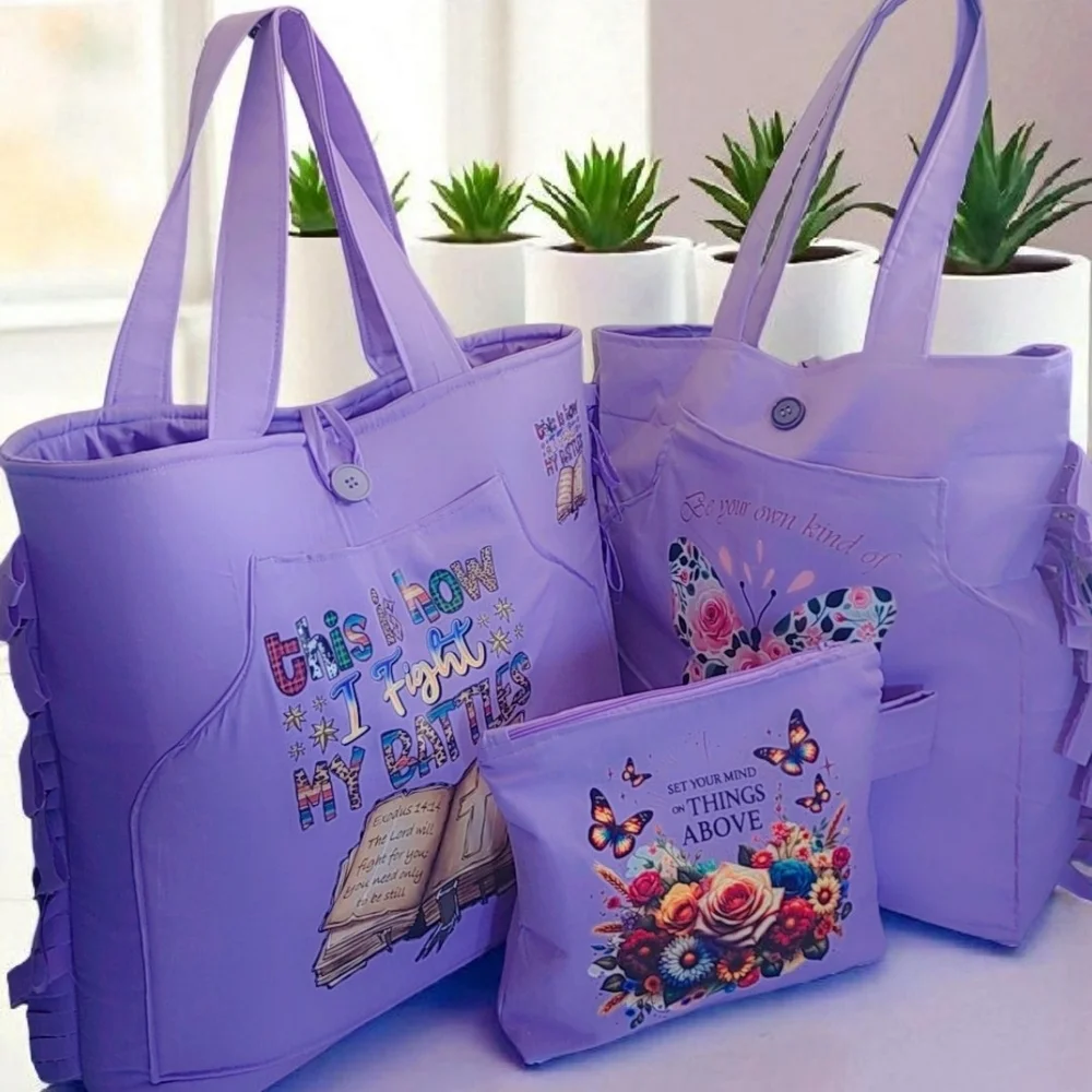 Vibrant Purple Floral Tote Bag Collection